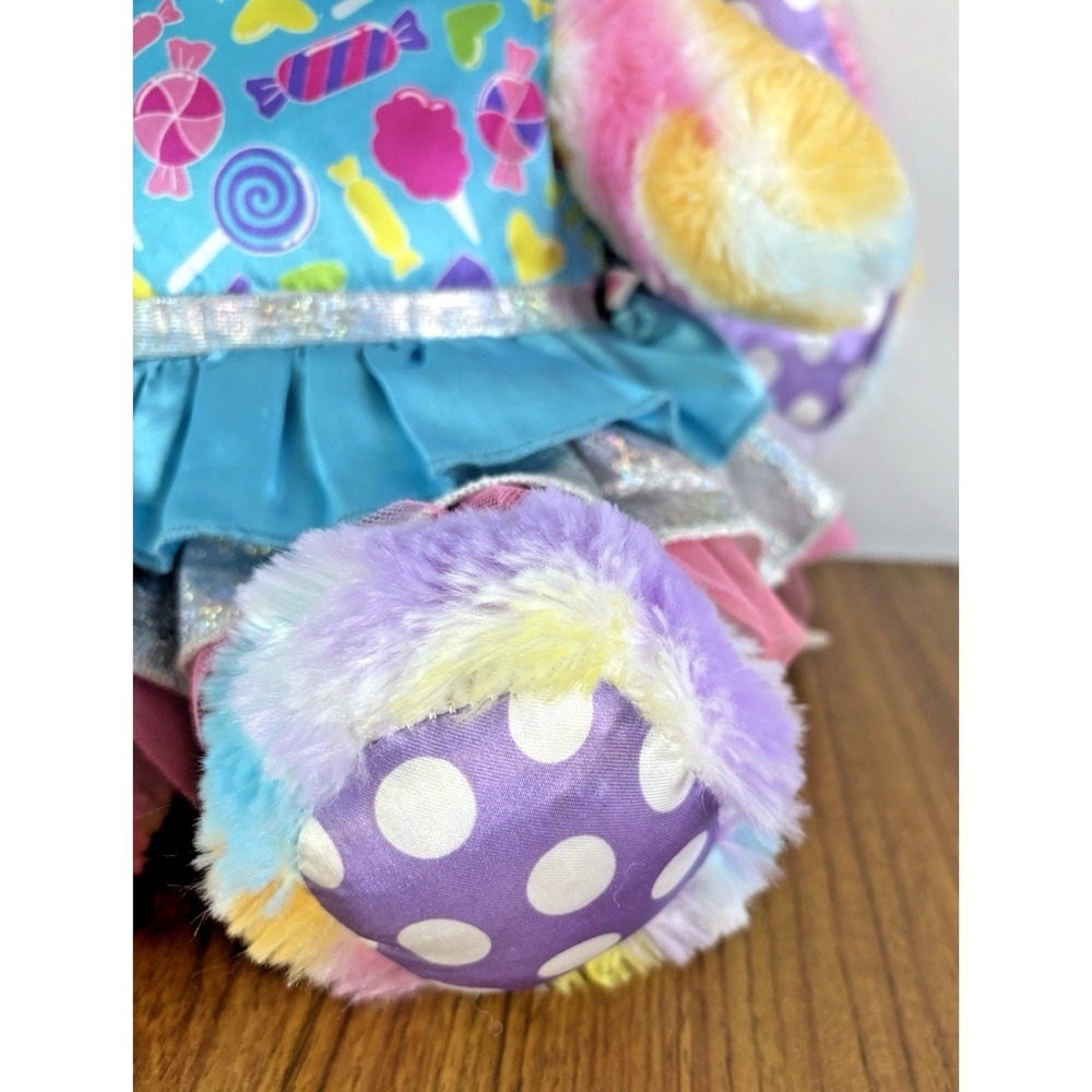 Build A Bear Rainbow Bunny Rabbit Pastel Polka Dot 2018 w/ Candy Tulle Dress - Picture 6 of 14
